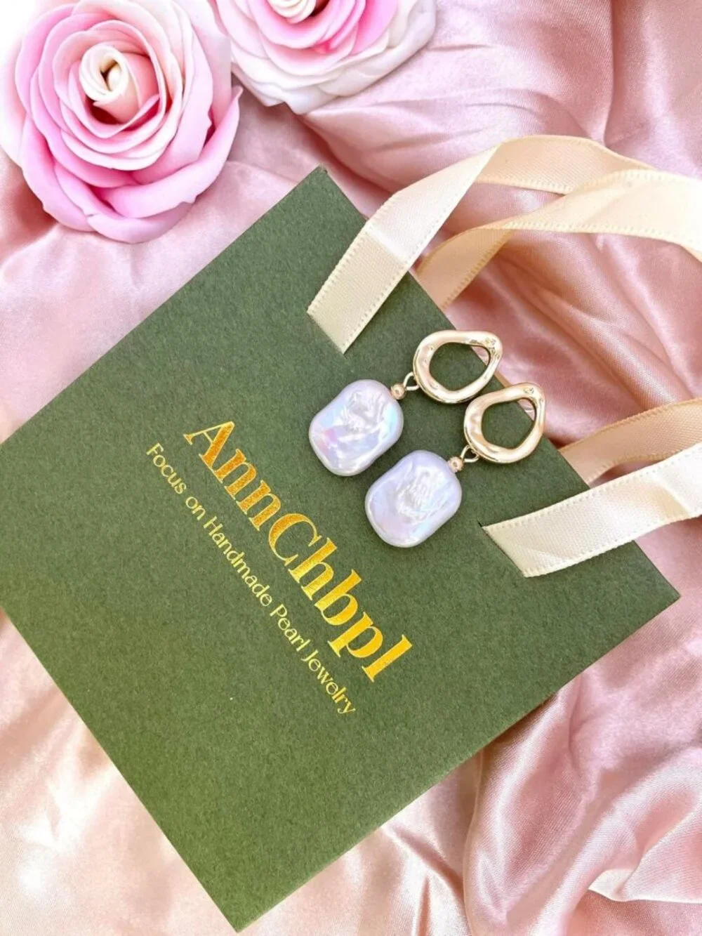 Elegant Baroque Pearl Drop Earrings - 14K Gold Plated, Lightweight, Perfect for